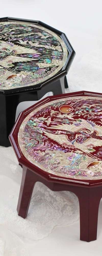 螺鈿漆器 彩色 12角 貝殻 ミニソバン 3号
