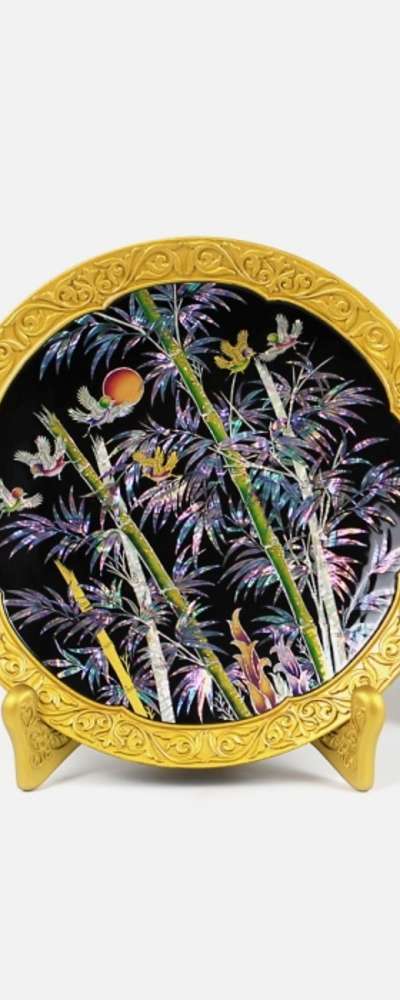 高級螺鈿金装螺鈿漆器装飾盆