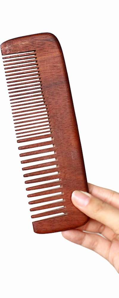 ブラウン ウッド 長方形 マルチコーム(目の細い ヘアブラシ 天然木 竹櫛 ヘアコーム 爽やか ウッドブラシ)