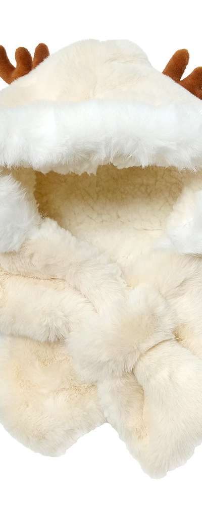 Cream Rudolph Hat Scarf Set | Ear Warmer Hood Ear Cover