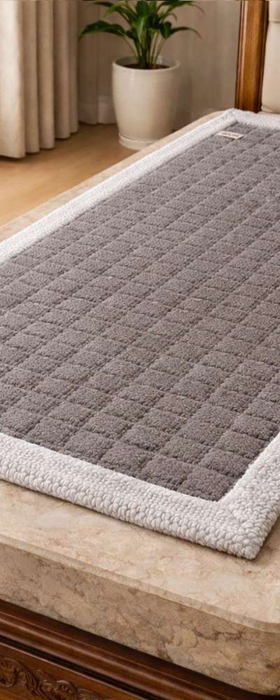Soft Snow Flower Jade Bed Mat Gray (Winter Microfiber Pad Jade Bed Single Bed Pad)