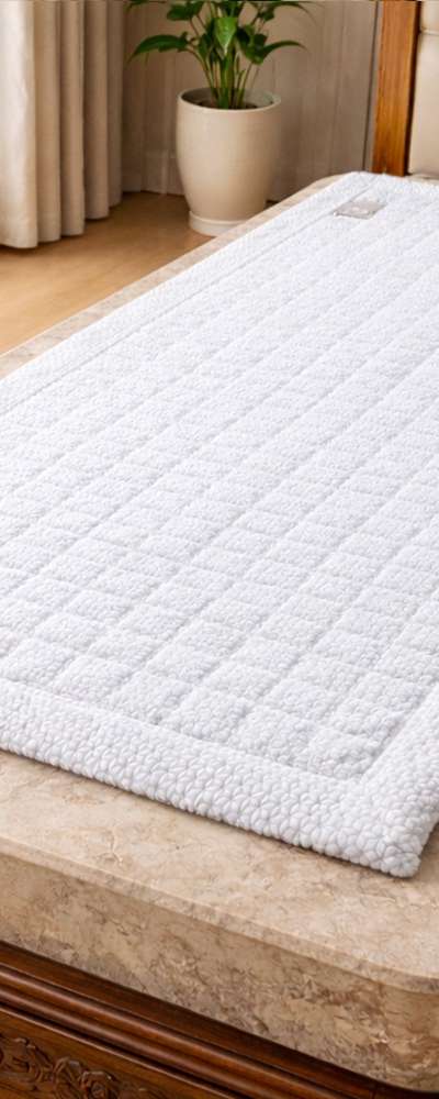 Soft Snow Flower Stone Bed Mat White (Winter Micro Fleece Pad Jade Bed Single Bed Pad)