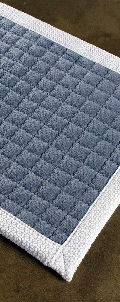 4-Section Blue Snow Flower Microfiber Sofa Mat | Pad Foot Mat Rug for 4 People