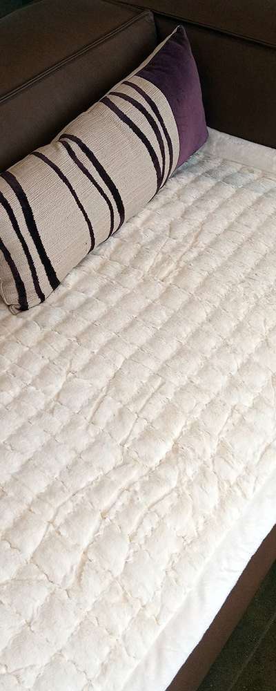 Cream 3-Section Rabbit Fur Sofa Mat Long Hair | Microfiber Pad Floor Mat 3-Seater