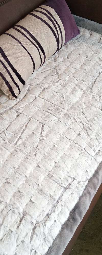 Gray 3-Section Rabbit Fur Sofa Mat Long Hair | Ultra-Fine Microfiber Pad Floor Mat 3-Seater