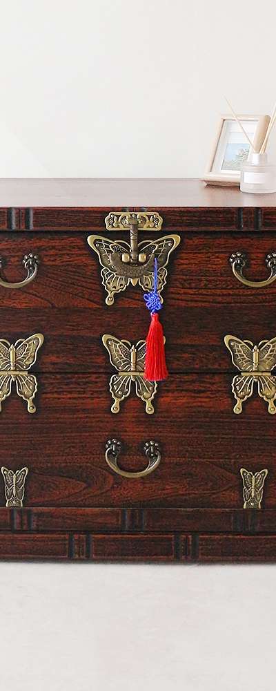 桐の木 蝶 (彫刻) 祭祀用具保管箱(75センチ)