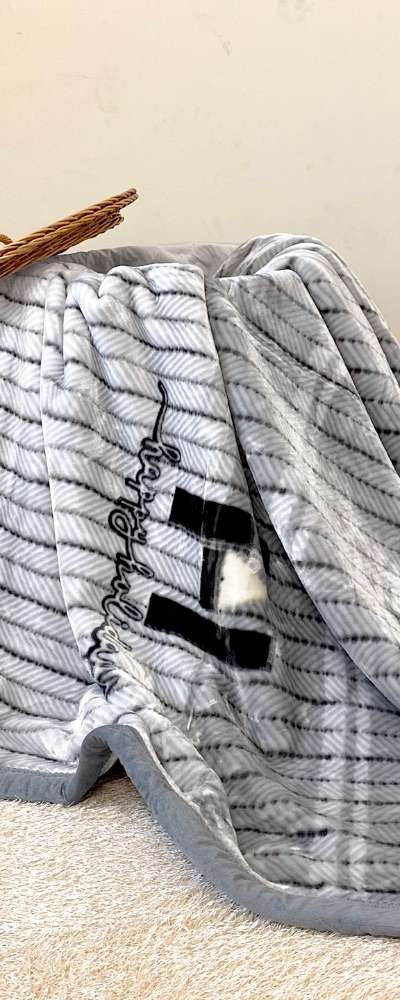 Grey Thick Double-Sided Mink Blanket Herringbone | Microfiber Comforter