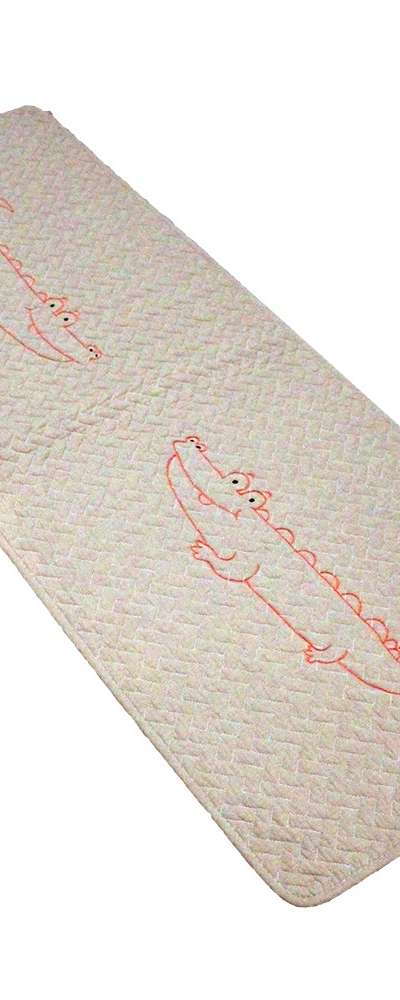Crocodile Kitchen Sink Mat Beige Quilted Cotton Long Floor Mat