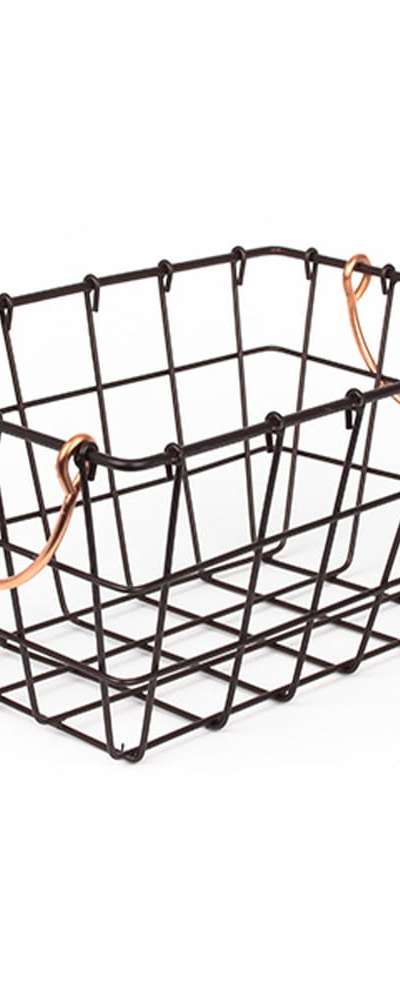 L.30x20cm Low Wire Basket Rectangle l Iron Storage Basket