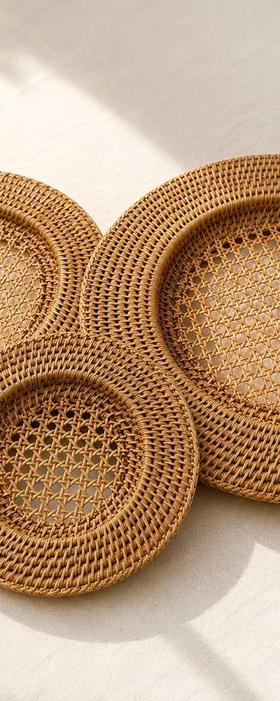 Natural Rattan Underplate (Aesthetic Home Décor Café Interior Kitchen Styling Table Mat Placemat Dish Plating Tray)