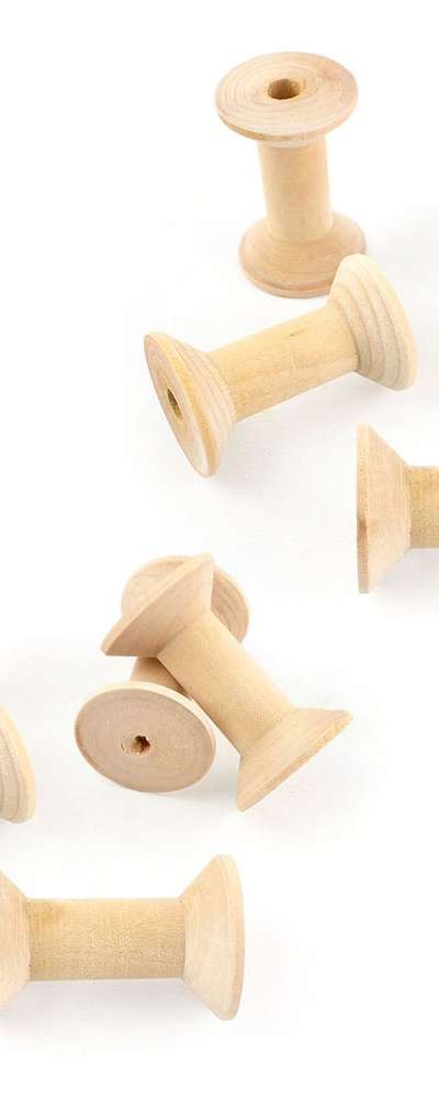 Wood Spools 10-Pack 3cm x 4.5cm (Natural Wood Bobbins DIY Craft Materials Vintage Decoration)