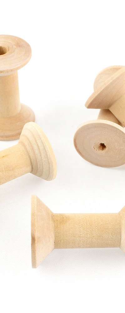 3cm x 4.5cm Wooden Bobbins Set of 5 (Wood Spool Natural Wood DIY Material Thread Winder Vintage Craft Supplies Decorative)