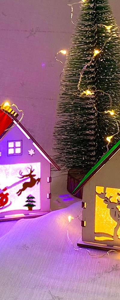 DIY Christmas Mood Light (Sensory Winter Photo Zone Decoration - Sledge, Santa, Rudolph, Snowflake LED String Light)