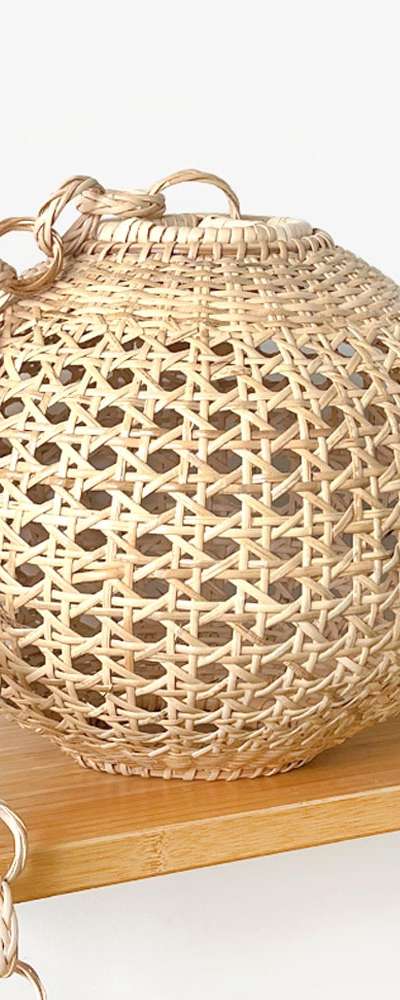 Hand-Woven Rattan Round Pendant Lamp Shade (Traditional Rattan Lantern Cover Cafe Lighting Interior Decoration)