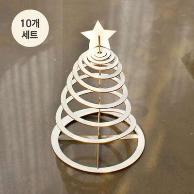 ウッドクリスマスツリー製作キット 10個セット（冬 クリスマス飾り DIY材料 木製ミニツリー LED照明）