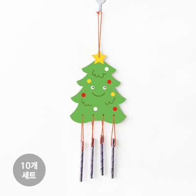 クリスマスツリー風景づくり 10個セット（ウッドクラフト 玄関ウインドチャイム 冬 クリスマス 冬の素材 美術キット）