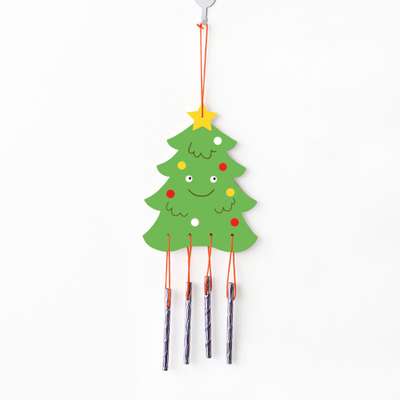 クリスマスツリー風景作り 1個（ウッドクラフト玄関ドアノブベル冬クリスマス冬材料アートキット）