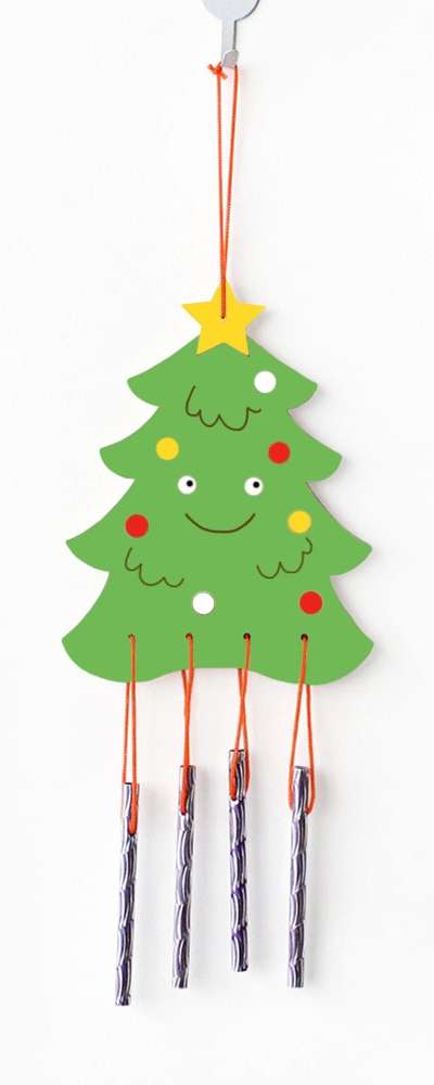 Christmas Tree Landscape Craft Kit (Wood Craft Door Ornament Winter Christmas Material Art Kit)