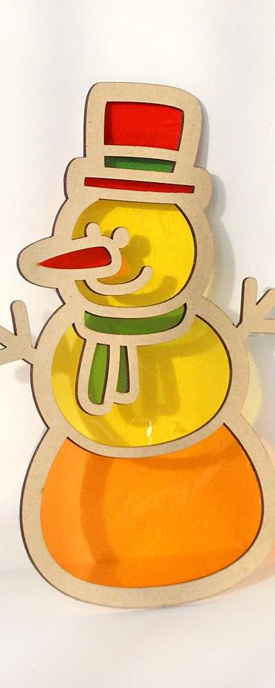 Snowman Suncatcher Craft Kit 10-Pack (Wood Craft Winter Christmas DIY Materials Room Decoration)