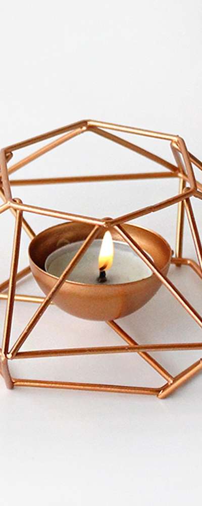 Bronze Hexagon Wire Candle Holder (Warmer Stand Base Candle Holder Birthday Party Deco Item)