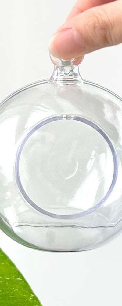 8cm Acrylic Transparent Perforated Ball Round (Clear Ornament Ball Hanging Decoration Terrarium DIY Material Tree Decor)