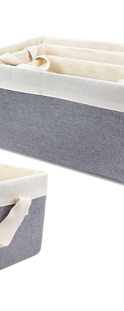 3-Piece Set Fabric Rectangular Handle Baskets