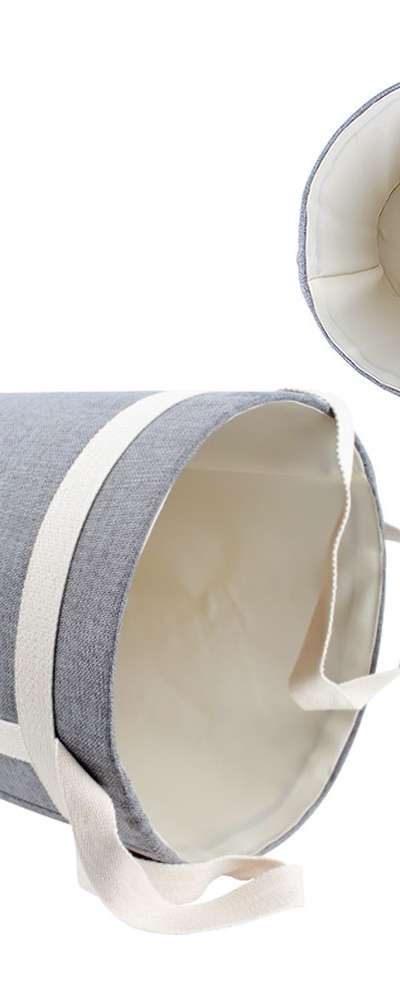 Fabric Cylindrical Handle Basket - Laundry Hamper, Toy Storage, Recycling Organizer, Multi-Purpose Storage Container