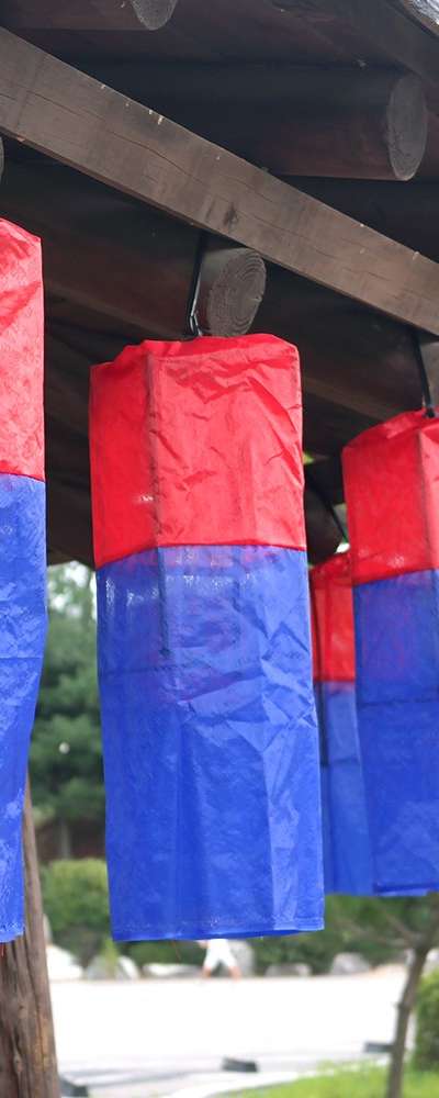 Set of 10 Large Blue Silk Lanterns L (Frame Traditional Wedding Ceremony Housewarming Opening Craft Korean Traditional House Bar Interior)