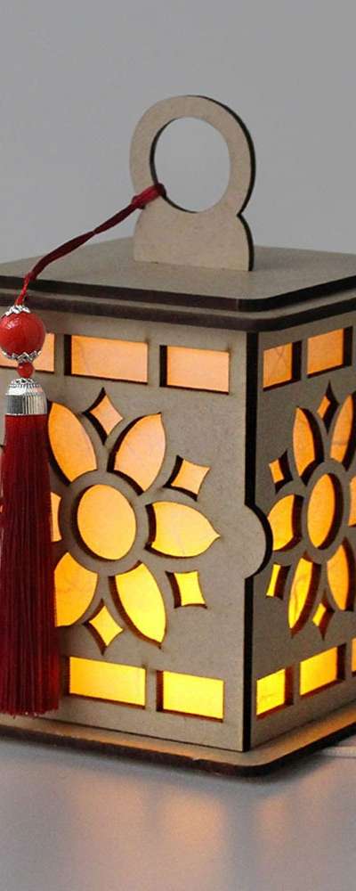 Flower 26 Traditional Lantern Craft Kit (Wood Mood Lamp, Korean Paper Lantern, LED Light, Coloring Book, Art Kit, Holiday DIY, Traditional Lantern)