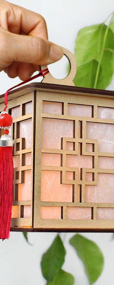 Square 24 Traditional Lantern DIY Kit (Wood Mood Light, Korean Paper Lantern, Lighting, Coloring Book, Art Kit, Holiday DIY, Traditional Lantern)