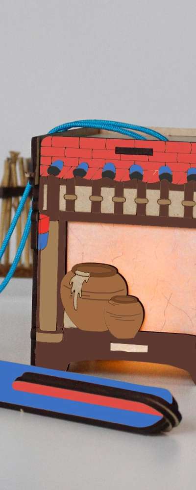 Traditional Cheongsa Lantern DIY Craft Kit (Holiday Chuseok Making Craft Mood Light Coloring Art Supply)