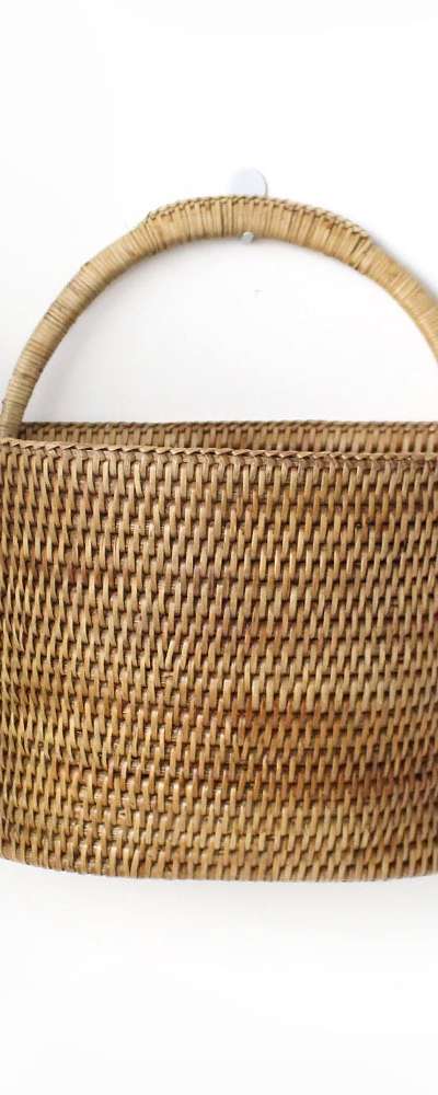 L Size Rattan Hanging Basket Wall Hanger | Wall Hanging Plant Basket Seaweed Pot Cover