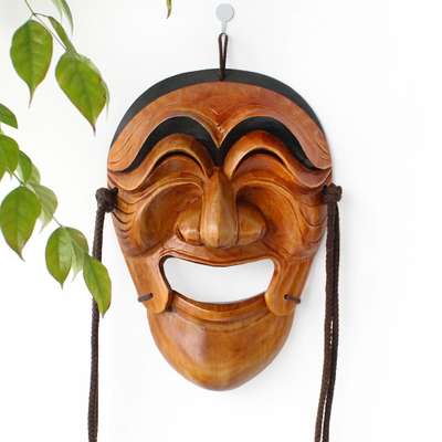 Traditional Wood Carved Yangban Mask L 2536 | Solid Wood Mask Traditional Folk Craft