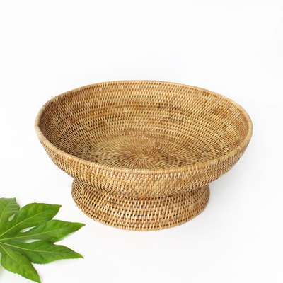 L 46cm Rattan Round Fruit Basket | Bread Basket Seaweed Water Plant