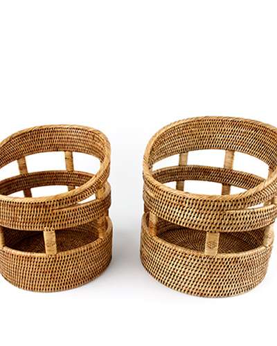 Rattan Round Baguette Basket | Fruit Bread Basket Seaweed