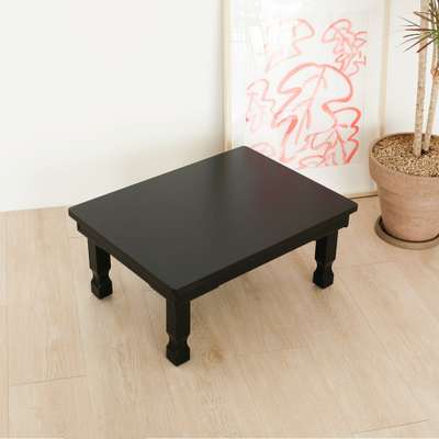 4-Person Black Folding Square Dining Table