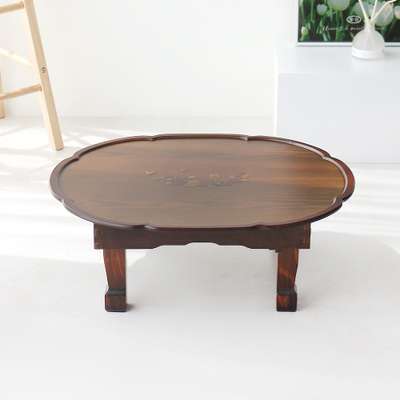 2.0 Natural Antique Flower Oval Tea Table 60cm Plum Blossom Inlay 1-2 Person
