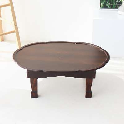2.0 Natural Antique Floral Oval Tea Table 60cm Flower Arabesque Inlay Single/Double Seating