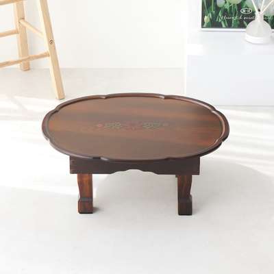 1.7 Natural Antique Floral Oval Tea Table 51cm Floral Arabesque Inlay Mini 1-2 Person