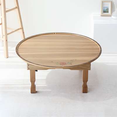 Won 2.3 Maple Traditional Inlay Folding Round Wooden Table 69cm
