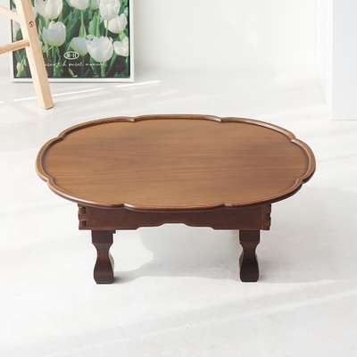 Antique Flower Oval Folding Tea Table 51cm Mini for 1-2 People