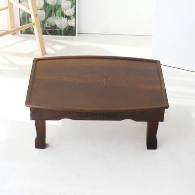 Jinantic Oval Tea Table with Inlaid Orchid Pattern