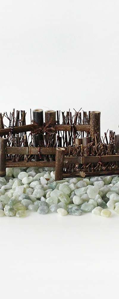 Bamboo Mini Fence Wooden Decoration Piece Japanese Cuisine Styling Tabletop Interior Accent Mini Bamboo Weave
