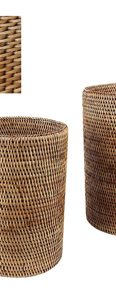 Cylindrical Rattan Basket Bottle Bear | Hotel Pension Trash Can Sedge