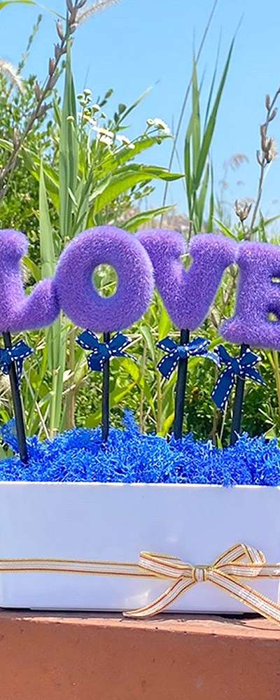 LOVE パープル ブルー モスアイシー 植木鉢 | 空気浄化 植物