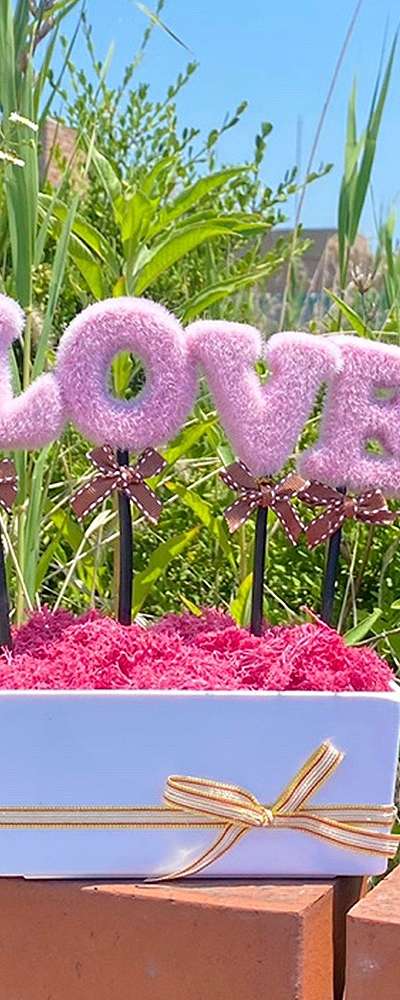 LOVE Pink Azalea Moss Planter | Natural Moss
