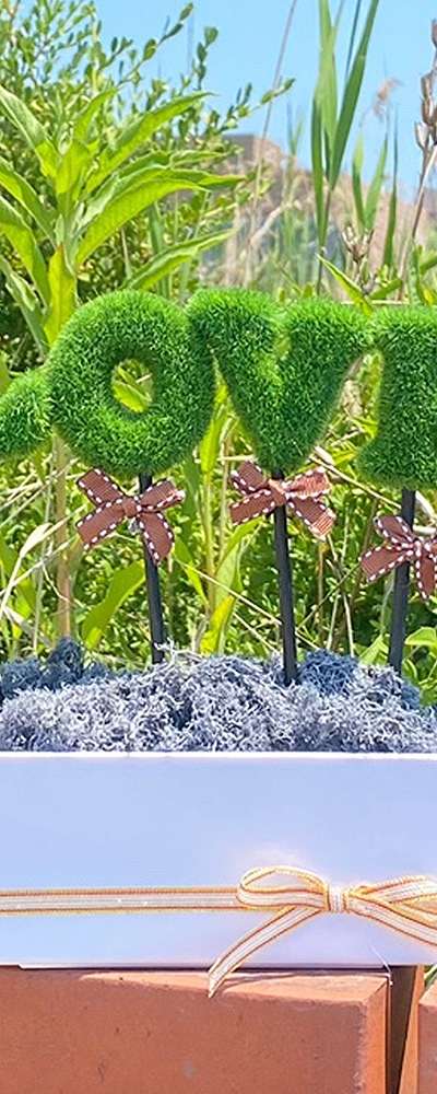 LOVE Green Gray Moss Planter | Natural Moss
