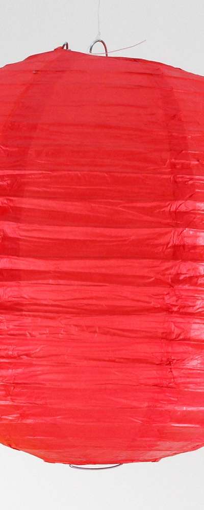Red 30cm Hanji Lantern Shade | Paper Lantern Traditional Hanok Japanese Restaurant