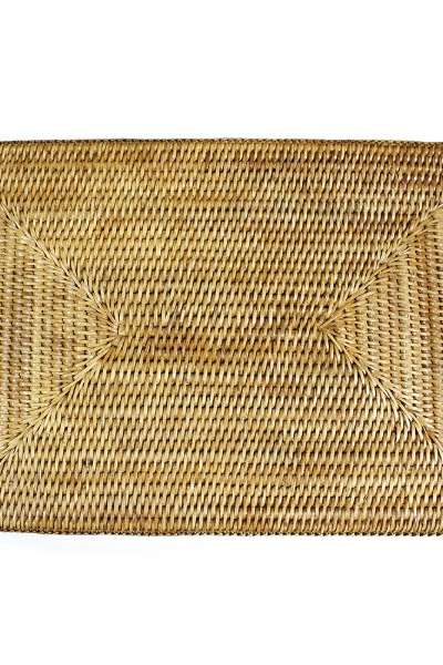 L Rattan Table Mat Rectangular | Seaweed Dining Table Mat Home Cafe Decor