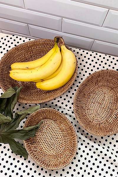 Oval Rattan Basket | Fruit Bread Basket Seaweed Water Plants Round